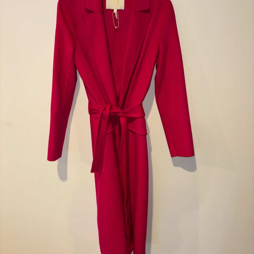 Maje pink wool wrap coat. NWOT